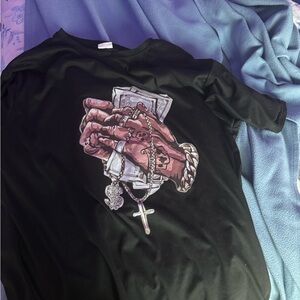 Black Graphic T-Shirt with Money and Chains Design